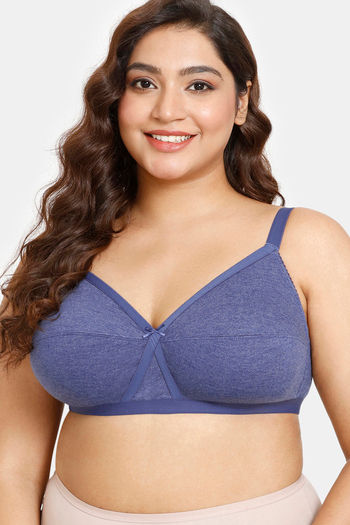 Buy Rosaline Everyday Double Layered Non Wired Full Coverage Super Support Bra - Blue Depth